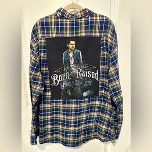JOHN MAYER born n raised tour 2013 tshirt upcycled flannel shirt XXL